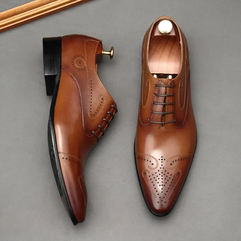 Handmade 2024 British Luxury Men’s Dress Shoes | Genuine Leather Brogues for Wedding, Business & Formal Fashion | HollandLuxeGlobal.com Exclusive Collector’s Item
