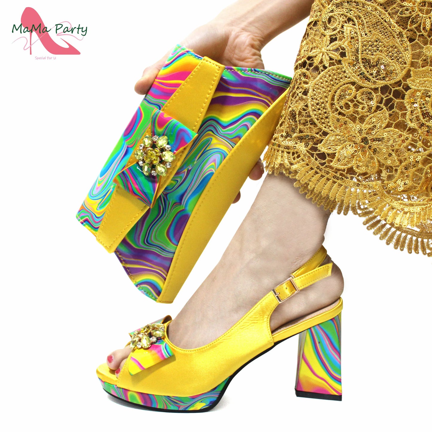2024 Exclusive Italian Women’s Shoes & Matching Bag – Super High Heel Yellow Sandals for Elegant African Wedding & Party Style | HollandLuxeGlobal.com