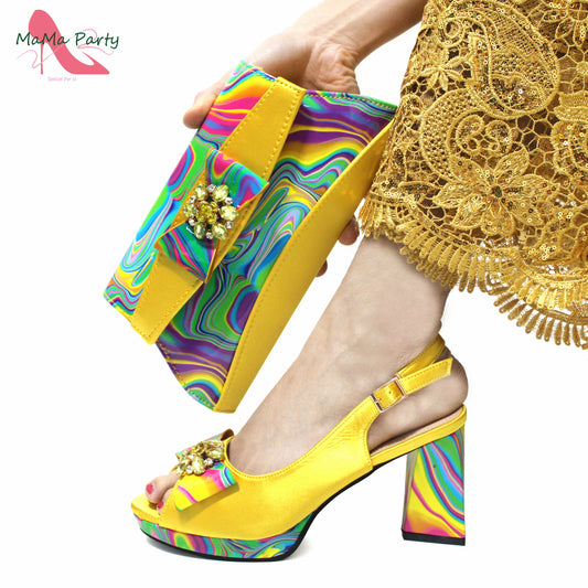 2024 Exclusive Italian Women’s Shoes & Matching Bag – Super High Heel Yellow Sandals for Elegant African Wedding & Party Style | HollandLuxeGlobal.com
