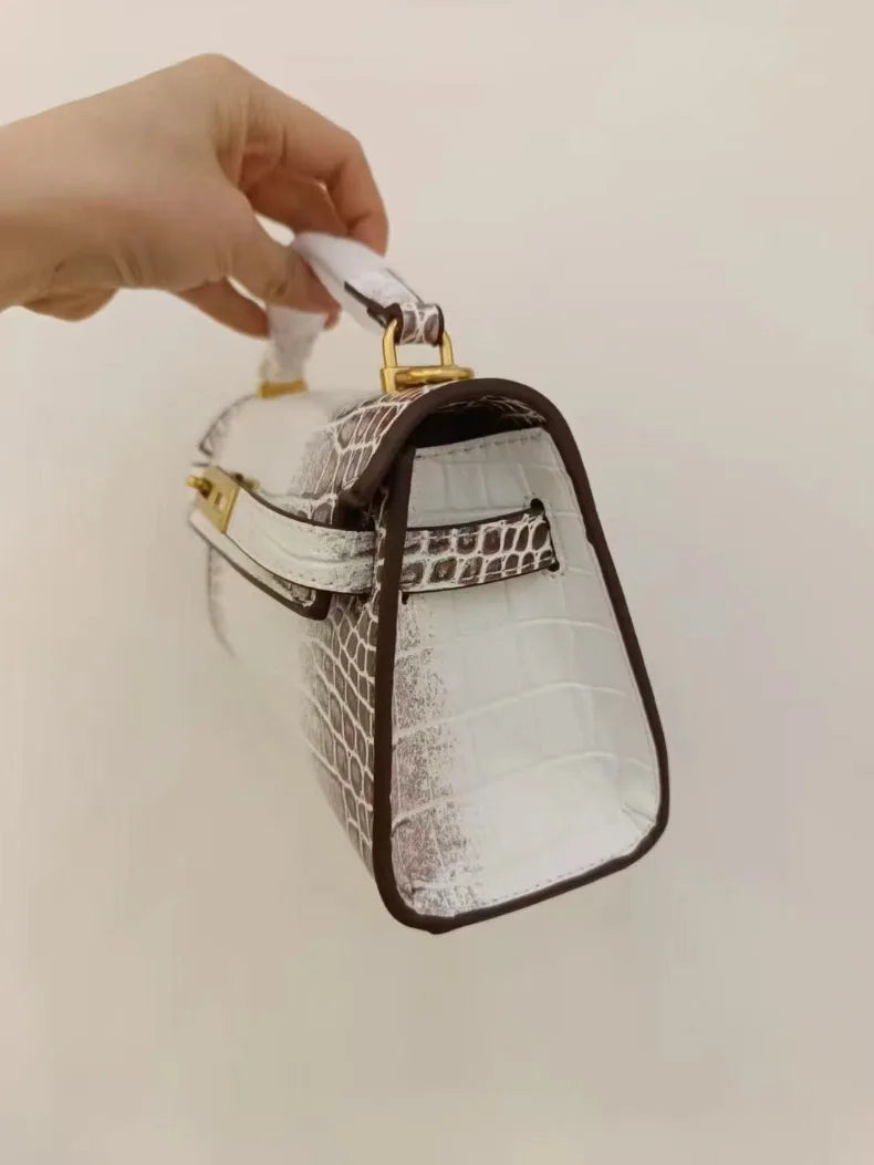 Top Handle Crocodile Embossed Genuine Leather Tote Bag – Luxury Designer Shoulder & Crossbody Handbag for Women | HollandLuxeGlobal.com Exclusive Collector’s Item