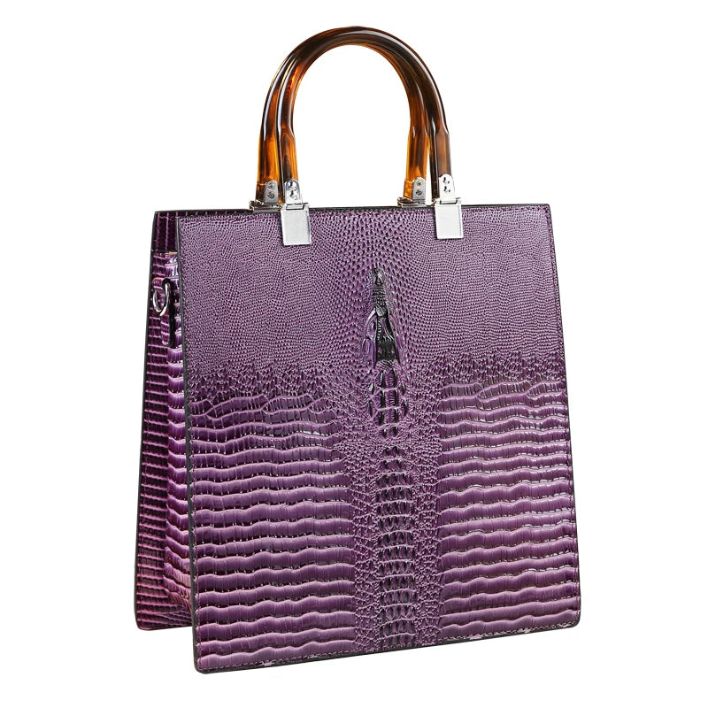 Elevate your everyday elegance with this Genuine Leather Women’s Tote Bag, featuring a luxury crocodile pattern and trend-setting vertical design. Perfect as a fashionable shoulder or messenger bag for stylish women
