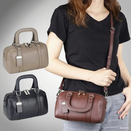 2025 Trend Luxury Designer Retro Handbag for Women – Genuine Leather Double-Zipper Top-Handle Shoulder & Crossbody Bag | HollandLuxeGlobal.com Exclusive Collector’s Item