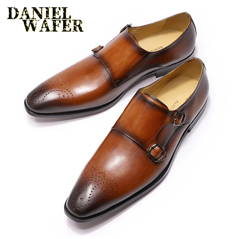 Luxury Men’s Double Monk Strap Leather Loafers | Elegant Office, Business & Wedding Formal Dress Shoes | HollandLuxeGlobal.com Exclusive Collector’s Item