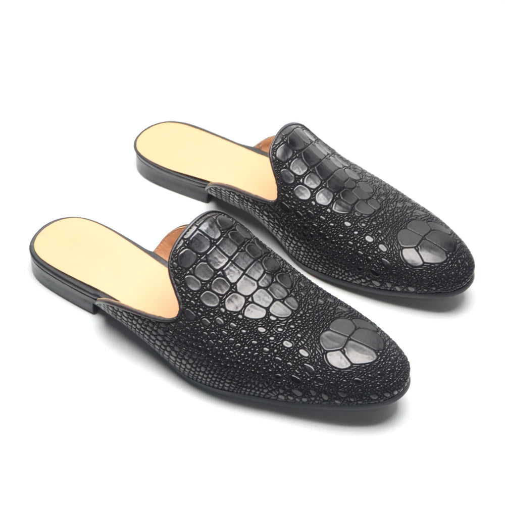 Boutique Premium Feel (for your Exclusive Collection)
Handcrafted Men’s Genuine Cowhide Leather Mules – Luxury Crocodile Pattern Slip-On Pointed Toe Loafers | HollandLuxeGlobal.com Exclusive