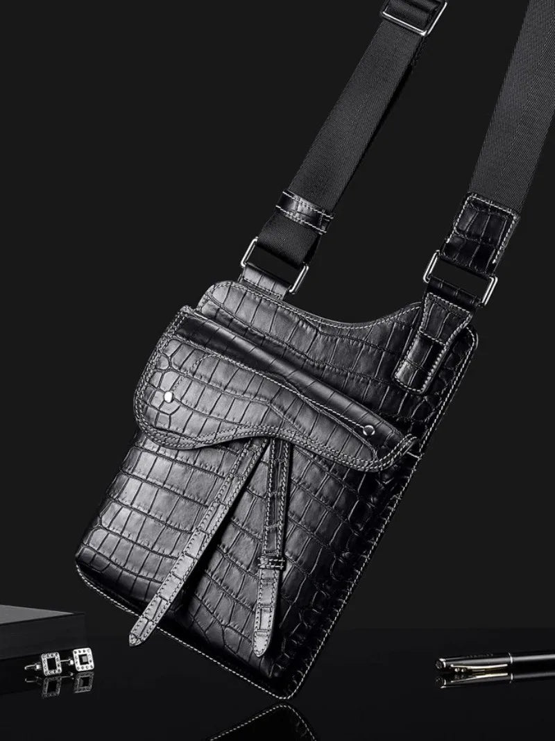 High Quality Crocodile Leather Business Casual Men’s Shoulder Bag – Genuine Designer Crossbody Handbag With Elegant Craftsmanship | HollandLuxeGlobal.com Exclusive Collector’s Item