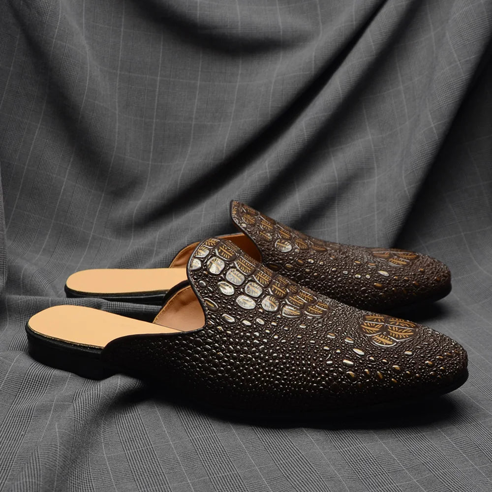 Boutique Premium Feel (for your Exclusive Collection)
Handcrafted Men’s Genuine Cowhide Leather Mules – Luxury Crocodile Pattern Slip-On Pointed Toe Loafers | HollandLuxeGlobal.com Exclusive