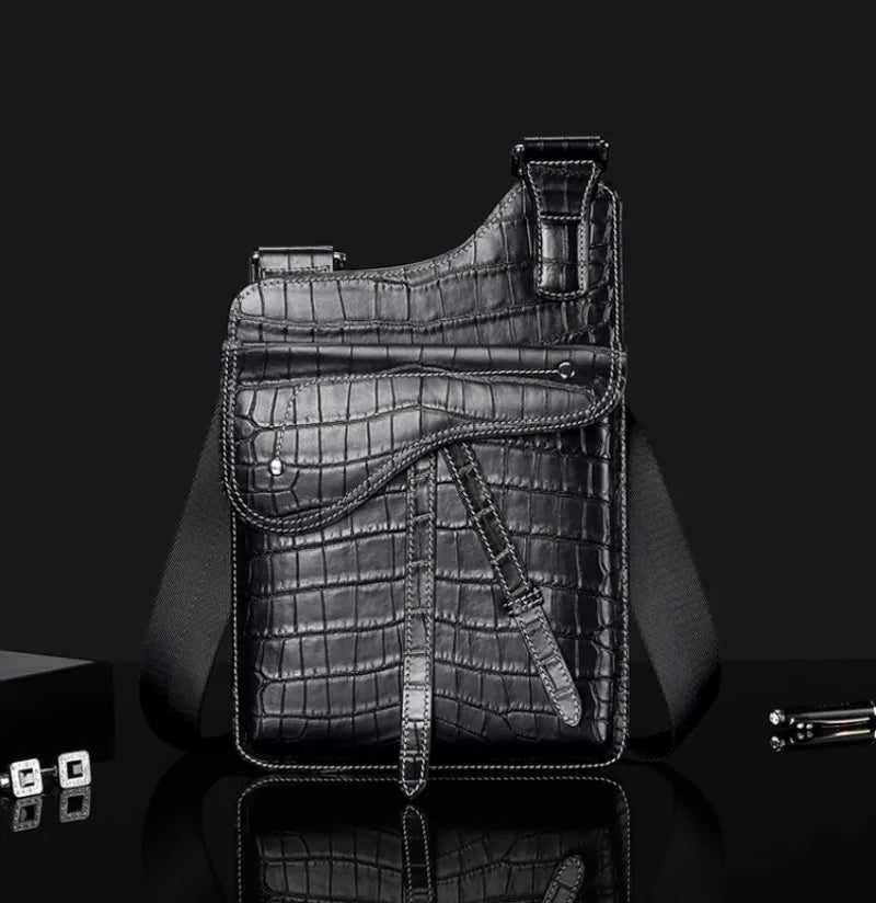 High Quality Crocodile Leather Business Casual Men’s Shoulder Bag – Genuine Designer Crossbody Handbag With Elegant Craftsmanship | HollandLuxeGlobal.com Exclusive Collector’s Item
