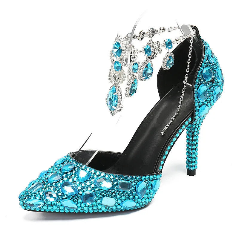 Bling Luxury Handmade Full Rhinestones Women’s Pumps | Diamond Crystal Pendant Banquet High Heels | Fashion Party, Prom & Wedding Shoes | HollandLuxeGlobal.com Exclusive Collector’s Item