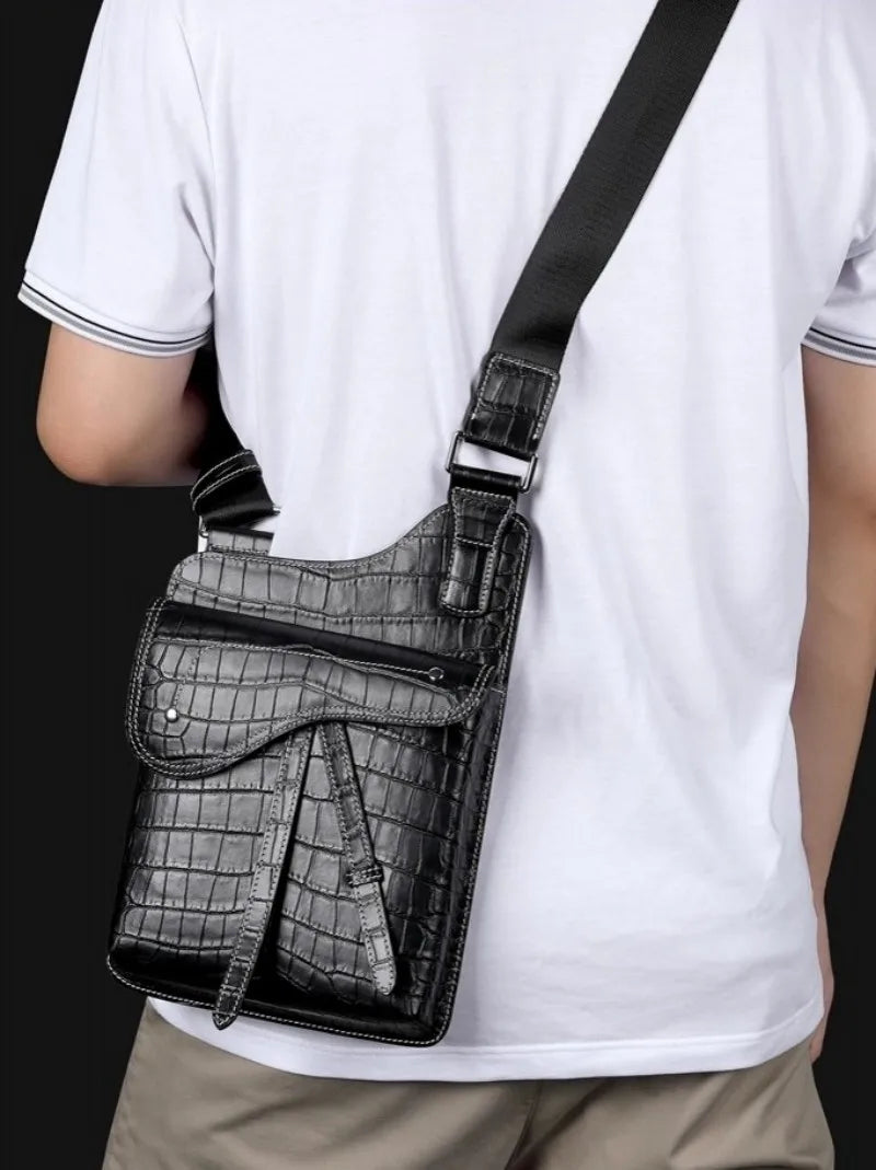 High Quality Crocodile Leather Business Casual Men’s Shoulder Bag – Genuine Designer Crossbody Handbag With Elegant Craftsmanship | HollandLuxeGlobal.com Exclusive Collector’s Item