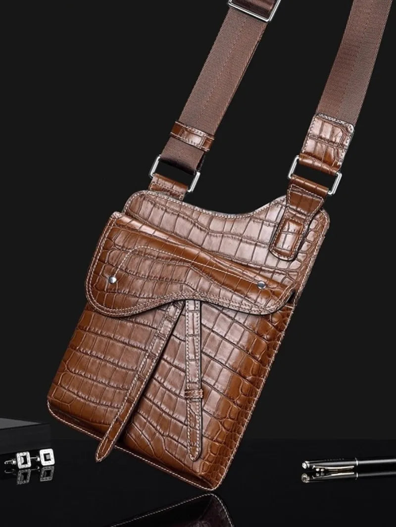 High Quality Crocodile Leather Business Casual Men’s Shoulder Bag – Genuine Designer Crossbody Handbag With Elegant Craftsmanship | HollandLuxeGlobal.com Exclusive Collector’s Item
