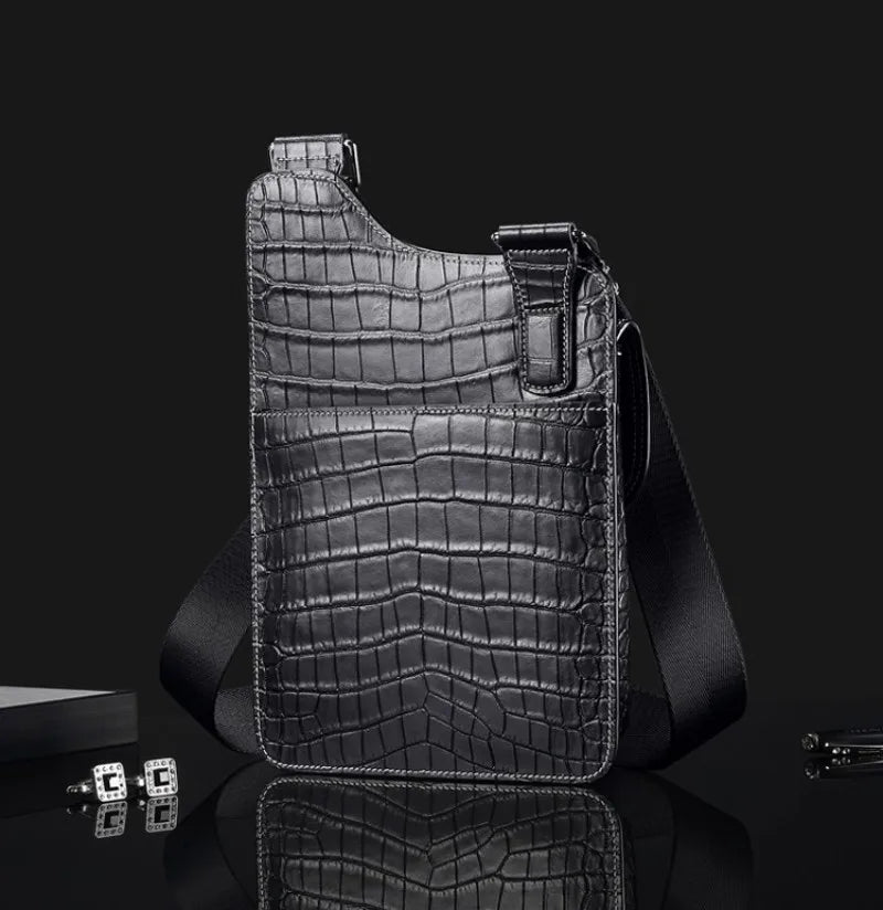 High Quality Crocodile Leather Business Casual Men’s Shoulder Bag – Genuine Designer Crossbody Handbag With Elegant Craftsmanship | HollandLuxeGlobal.com Exclusive Collector’s Item