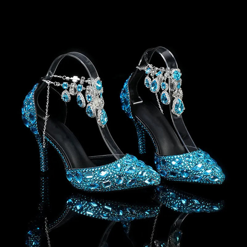Bling Luxury Handmade Full Rhinestones Women’s Pumps | Diamond Crystal Pendant Banquet High Heels | Fashion Party, Prom & Wedding Shoes | HollandLuxeGlobal.com Exclusive Collector’s Item