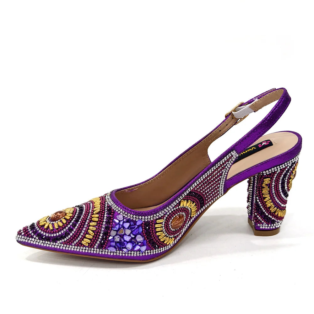 HollandLuxeGlobal.com Exclusive Premium Collectors Item – Elegant Italian Design Women’s Party Shoes with Matching Handbag, Stylish Heels & Bag Set for African Weddings & Special