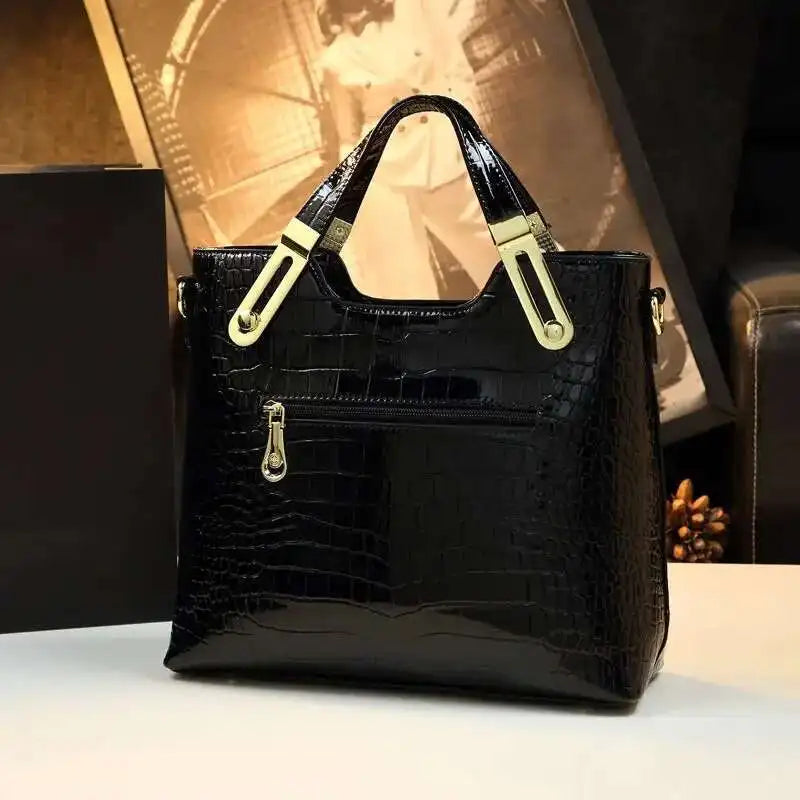 Add a touch of elegance to your style with this Women’s Crocodile Pattern Tote Bag, crafted from luxury microfiber leather in a stunning gradient color finish. Spacious, stylish, and versatile