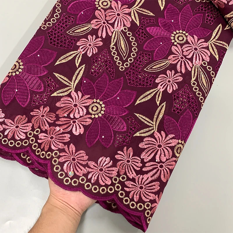 New Arrival – High Quality Swiss Voile Lace in Switzerland, Nigerian Embroidered Cotton Lace Fabric with Stones for Bridal and Prom Dresses | HollandLuxeGlobal.com Exclusive Collector’s Item