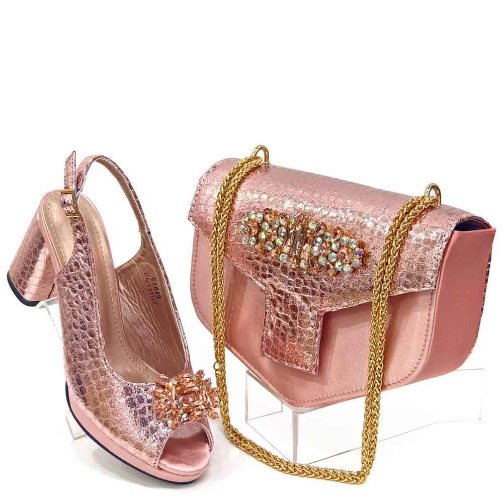 Holland Luxe Global Exclusive “2024 Italian Design” Rhinestone Party Shoe & Dual-Purpose Bag Set – Collector’s Edition