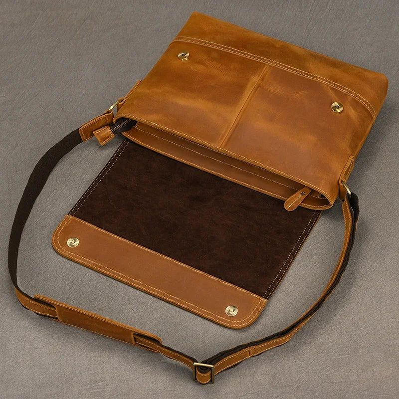 Men’s High-Quality Genuine Leather Shoulder Bag – Cowhide Crossbody Work & Messenger Bag for Daily Business and Casual Elegance | HollandLuxeGlobal.com Exclusive Collector’s Item