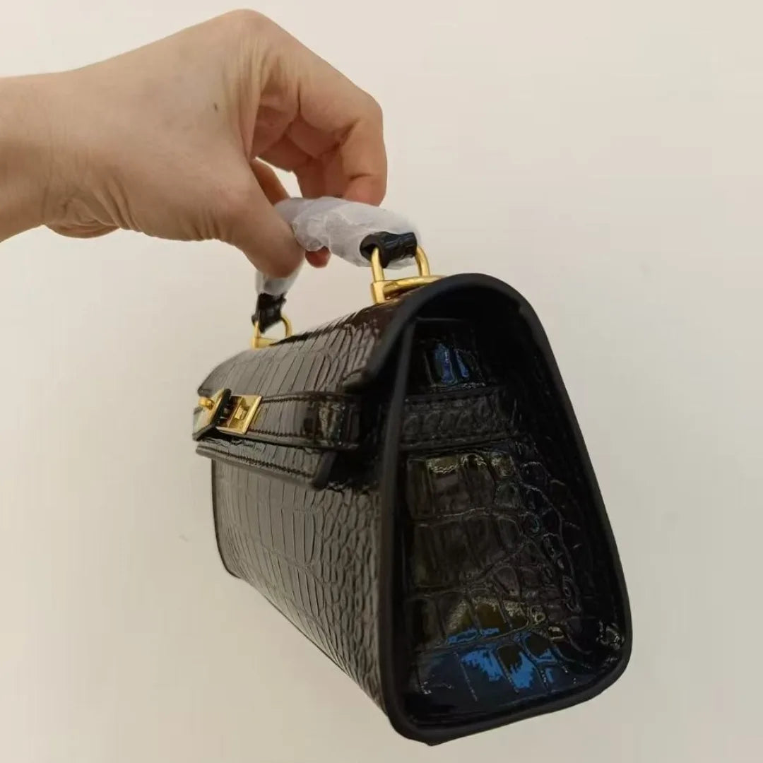 Top Handle Crocodile Embossed Genuine Leather Tote Bag – Luxury Designer Shoulder & Crossbody Handbag for Women | HollandLuxeGlobal.com Exclusive Collector’s Item