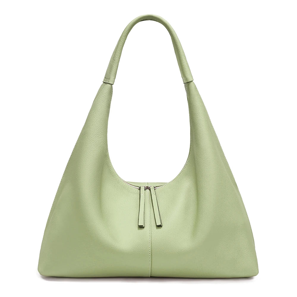 Stay stylish and organized with the Zency Large-Capacity Tote Bag, crafted from 100% genuine leather. A soft and elegant hobo-style handbag perfect for work, shopping, or winter outings — ideal for modern women