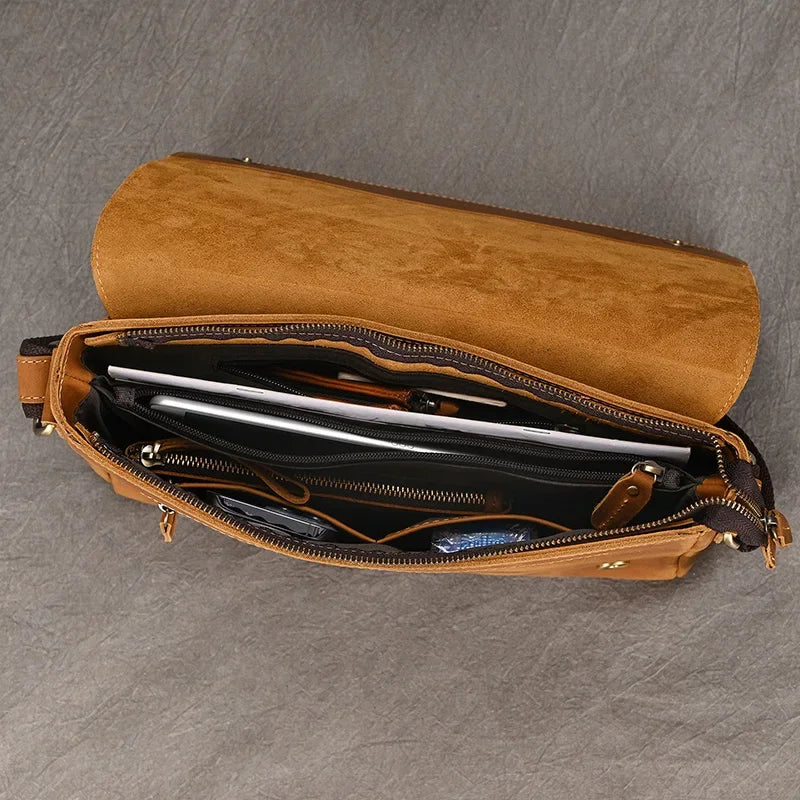 Men’s High-Quality Genuine Leather Shoulder Bag – Cowhide Crossbody Work & Messenger Bag for Daily Business and Casual Elegance | HollandLuxeGlobal.com Exclusive Collector’s Item