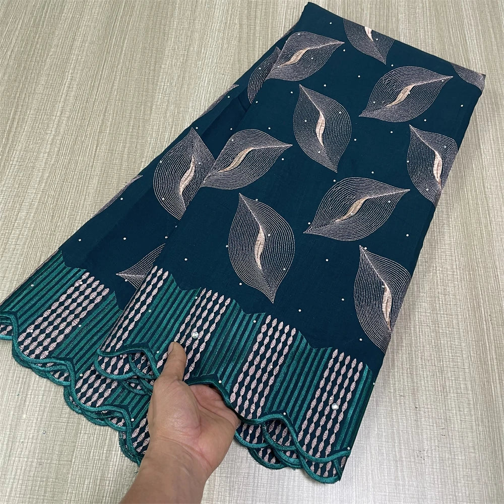 Salouva Swiss Voile Lace in Switzerland with Stones – African Nigerian Dry Lace Fabric, High Quality 100% Cotton Embroidered Material for Dresses & Occasions | HollandLuxeGlobal.com Exclusive Collector’s Item