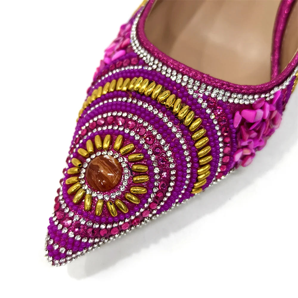 HollandLuxeGlobal.com Exclusive Premium Collectors Item – Elegant Italian Design Women’s Party Shoes with Matching Handbag, Stylish Heels & Bag Set for African Weddings & Special