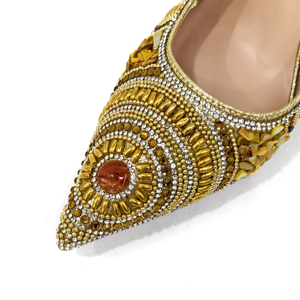 HollandLuxeGlobal.com Exclusive Premium Collectors Item – Elegant Italian Design Women’s Party Shoes with Matching Handbag, Stylish Heels & Bag Set for African Weddings & Special