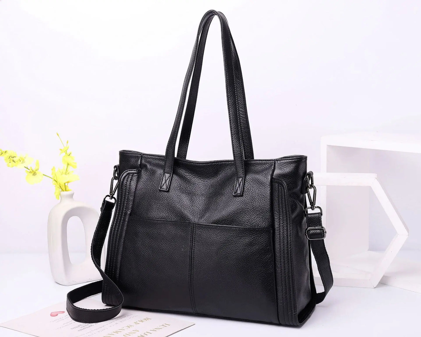 Experience effortless sophistication with this Genuine Leather Cowhide Women’s Tote, a large-capacity luxury designer bag crafted for modern women and mothers. Perfect as a handheld, shoulder, or crossbody bag