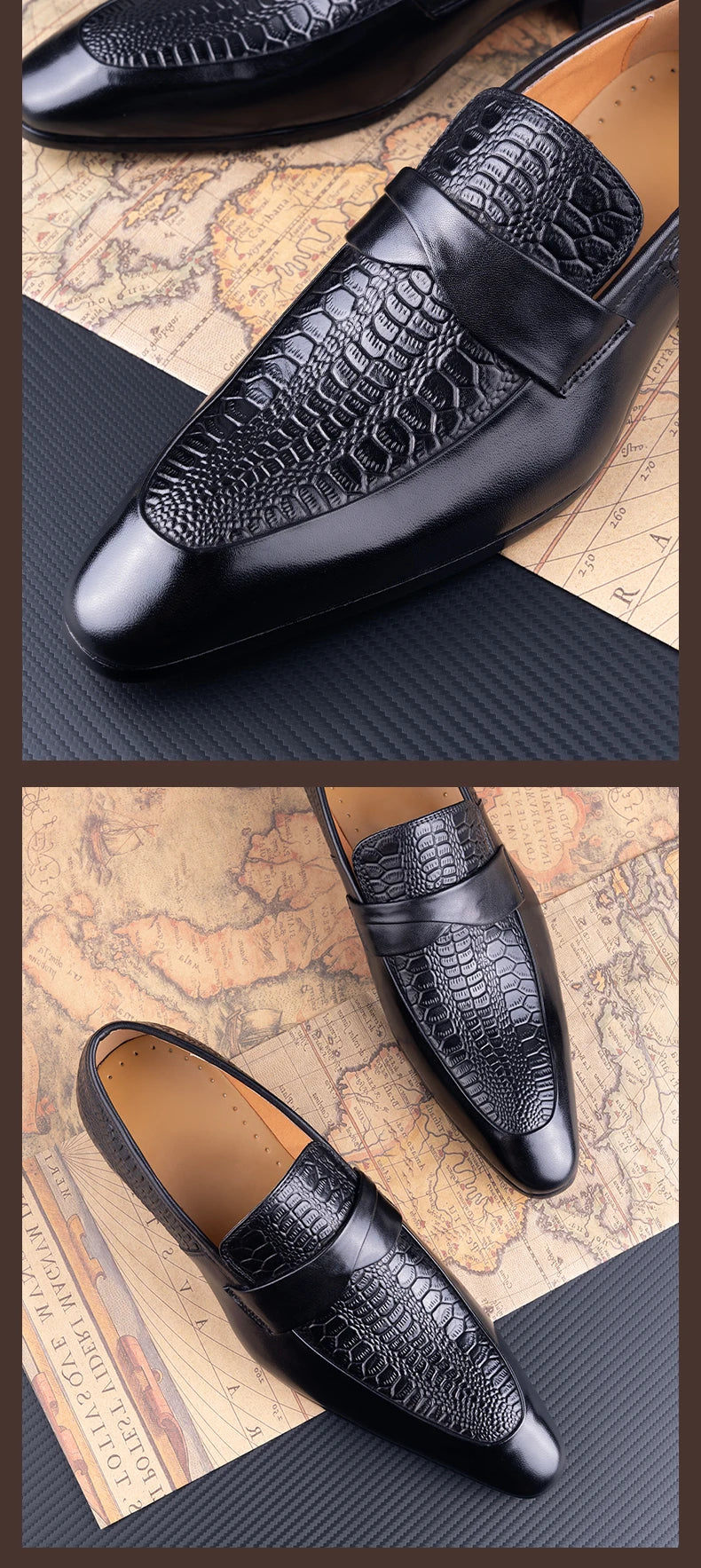 Genuine Leather British-Style Men’s Dress Shoes – Handmade Black Slip-On Pointed-Toe Formal and Casual Business Party Shoes with Refined Elegance and Classic Suit Versatility | HollandLuxeGlobal.com Exclusive Collector’