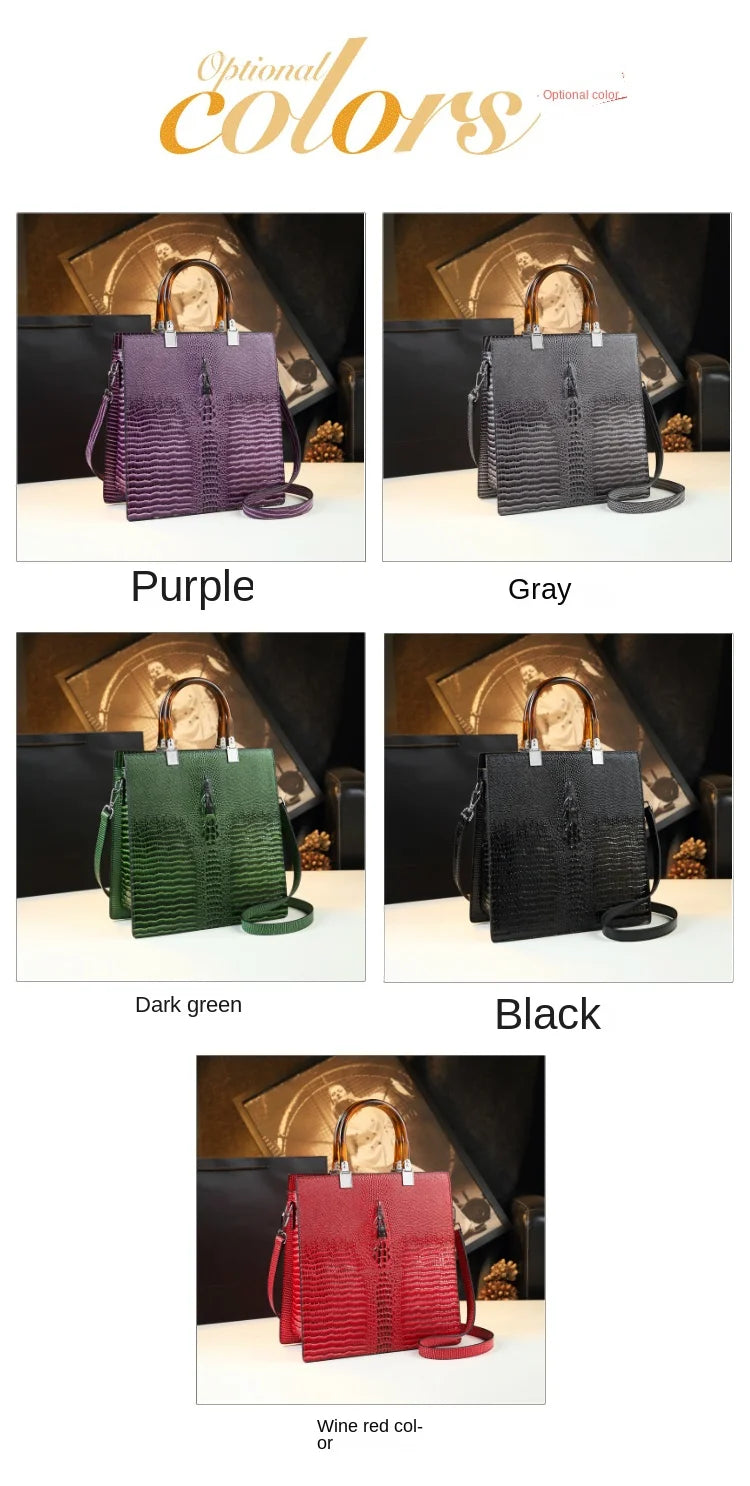 Elevate your everyday elegance with this Genuine Leather Women’s Tote Bag, featuring a luxury crocodile pattern and trend-setting vertical design. Perfect as a fashionable shoulder or messenger bag for stylish women