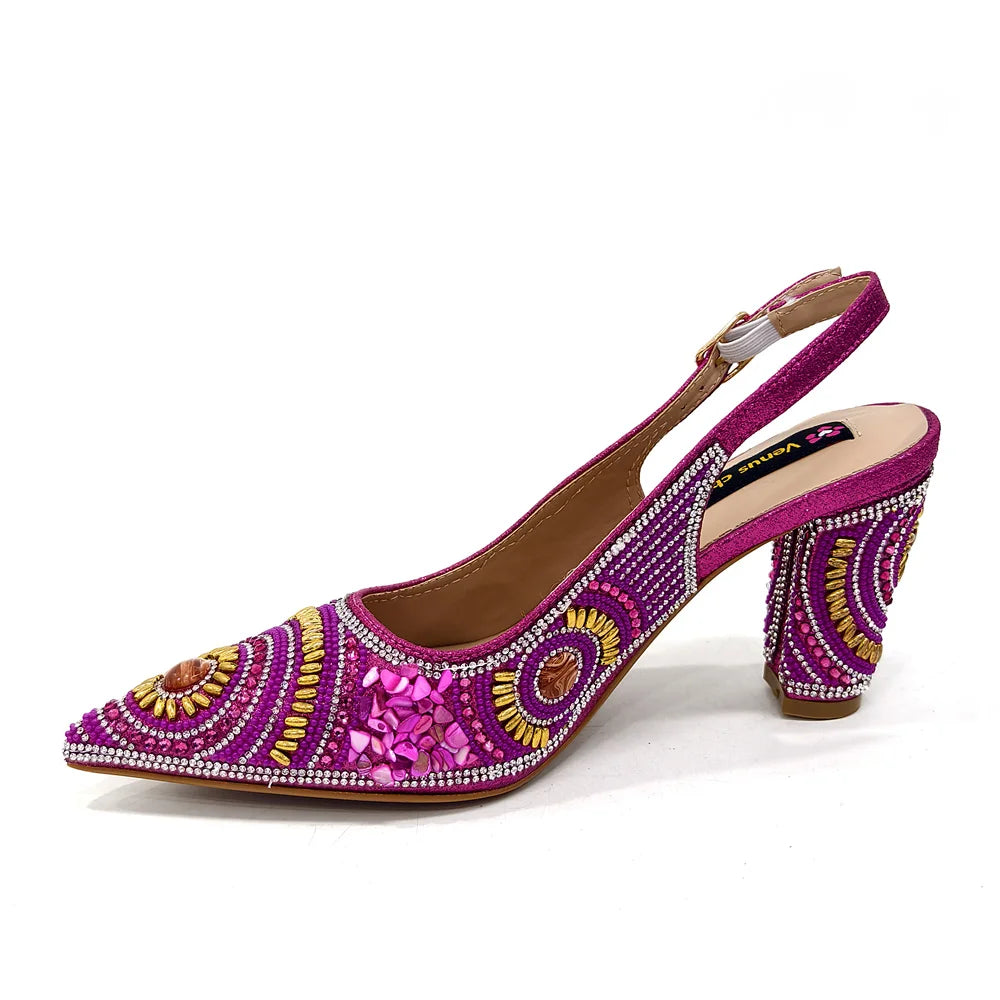 HollandLuxeGlobal.com Exclusive Premium Collectors Item – Elegant Italian Design Women’s Party Shoes with Matching Handbag, Stylish Heels & Bag Set for African Weddings & Special