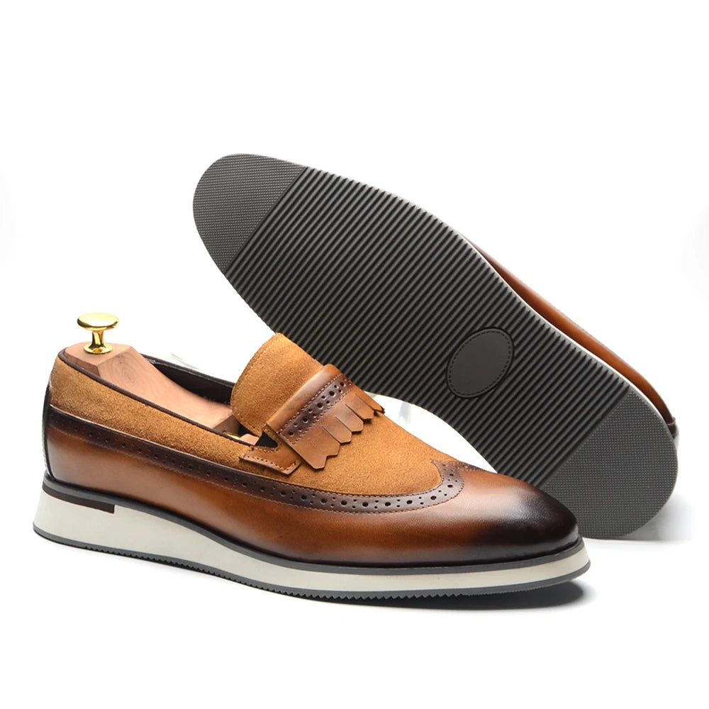 1.	HollandLuxe Exclusive – European Cow Suede Leather Wingtip Loafers
	2.	Luxury Men’s Sneakers-Loafers – Genuine Leather with Tassel Detail
	3.	Collector’s Edition Suede Wingtip Slip-On – Business & Casual Elegance
