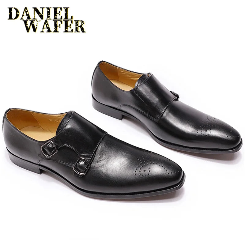 Luxury Men’s Double Monk Strap Leather Loafers | Elegant Office, Business & Wedding Formal Dress Shoes | HollandLuxeGlobal.com Exclusive Collector’s Item