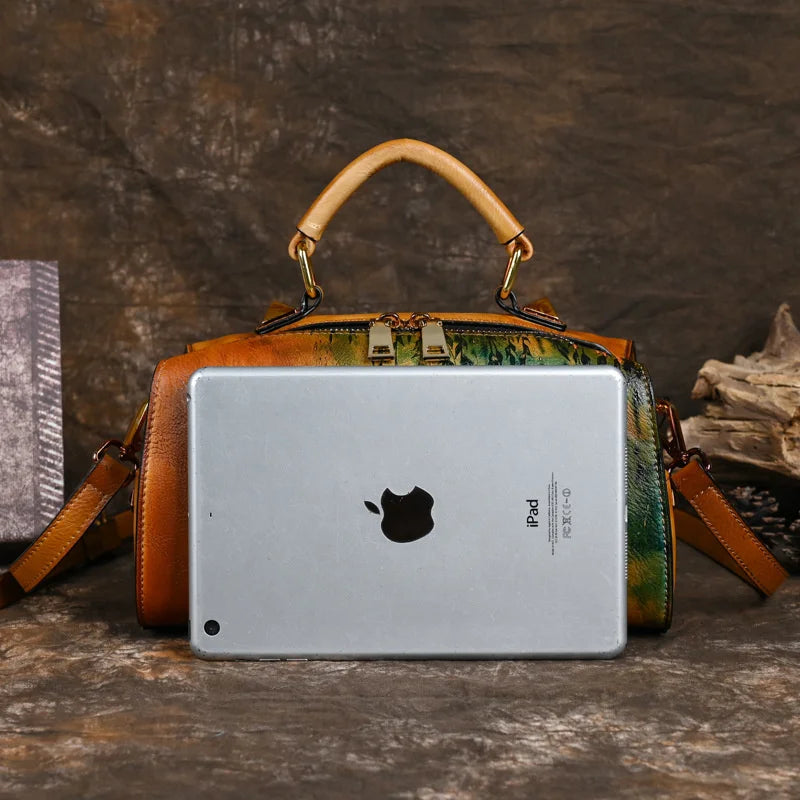 2025 Retro Hand-Drawn Leather Women’s Shoulder Bag – Luxury Designer Handcrafted Vintage Tote for Elegant Ladies | HollandLuxeGlobal.com Exclusive Collector’s Item