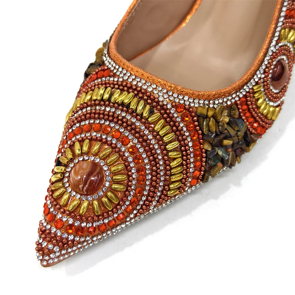 HollandLuxeGlobal.com Exclusive Premium Collectors Item – Elegant Italian Design Women’s Party Shoes with Matching Handbag, Stylish Heels & Bag Set for African Weddings & Special