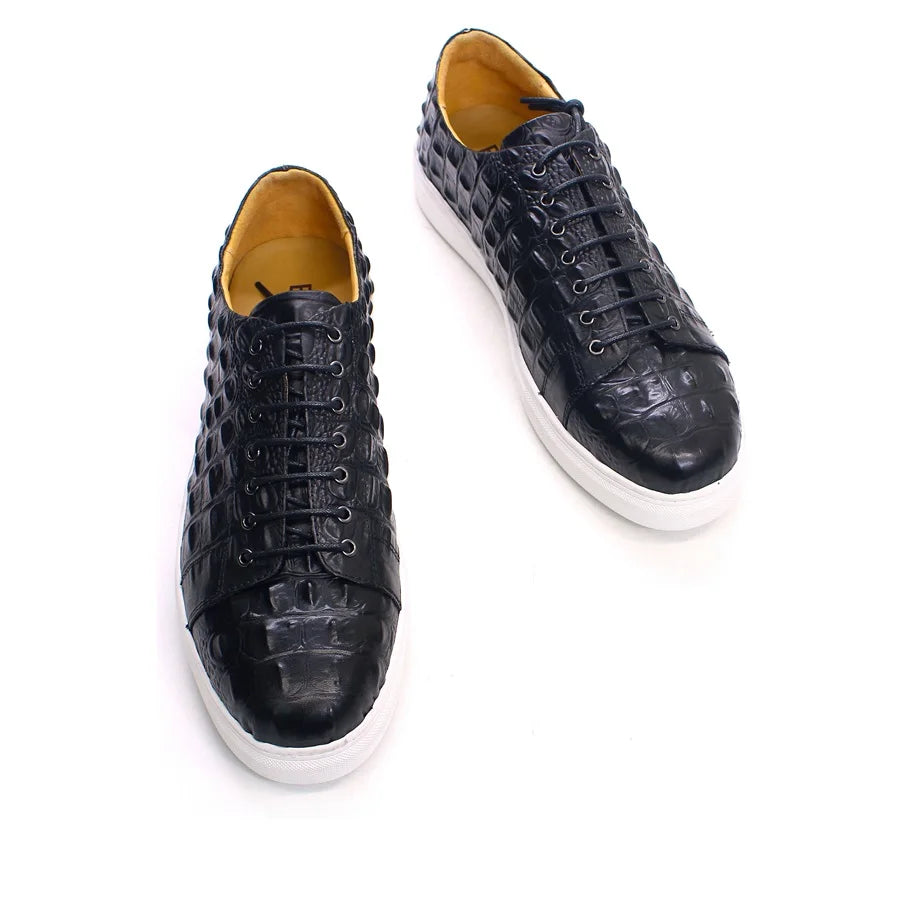 Boutique Premium Feel (For Exclusive Collection)
Handcrafted Men’s Brown Crocodile Leather Lace-Up Sneakers – Luxury Designer Casual Shoes for Party, Business & Daily Style | HollandLuxeGlobal.com Exclusive