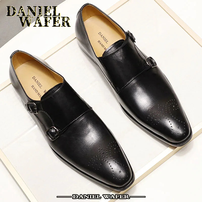 Luxury Men’s Double Monk Strap Leather Loafers | Elegant Office, Business & Wedding Formal Dress Shoes | HollandLuxeGlobal.com Exclusive Collector’s Item