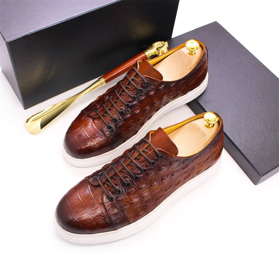 Boutique Premium Feel (For Exclusive Collection)
Handcrafted Men’s Brown Crocodile Leather Lace-Up Sneakers – Luxury Designer Casual Shoes for Party, Business & Daily Style | HollandLuxeGlobal.com Exclusive