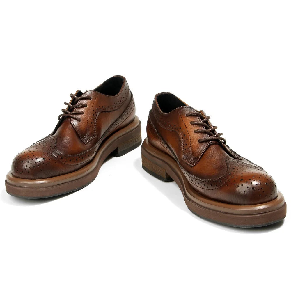 Step up your style with these Italian Leisure Leather Men’s Dress Shoes, a handmade luxury design that blends classic brogue carving with modern platform elegance. Perfect for business, weddings, and refined everyday wear.