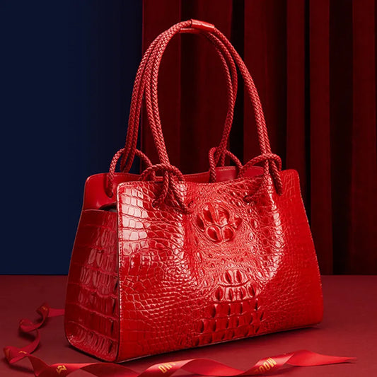 Boutique Premium Edition (for Exclusive Collection)
Red Crocodile Pattern Luxury Genuine Leather Tote Bag for Women – Designer Handbag for Travel & Daily Elegance | HollandLuxeGlobal.com Exclusive