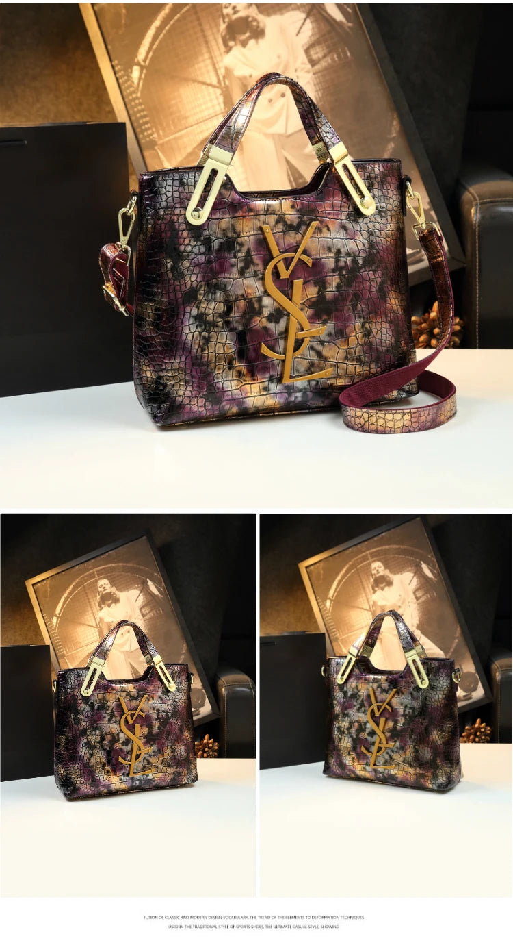 Add a touch of elegance to your style with this Women’s Crocodile Pattern Tote Bag, crafted from luxury microfiber leather in a stunning gradient color finish. Spacious, stylish, and versatile