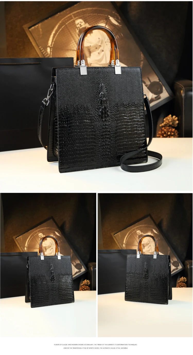 Elevate your everyday elegance with this Genuine Leather Women’s Tote Bag, featuring a luxury crocodile pattern and trend-setting vertical design. Perfect as a fashionable shoulder or messenger bag for stylish women