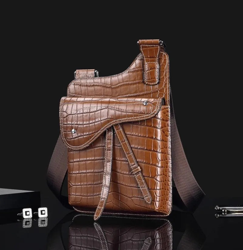 High Quality Crocodile Leather Business Casual Men’s Shoulder Bag – Genuine Designer Crossbody Handbag With Elegant Craftsmanship | HollandLuxeGlobal.com Exclusive Collector’s Item
