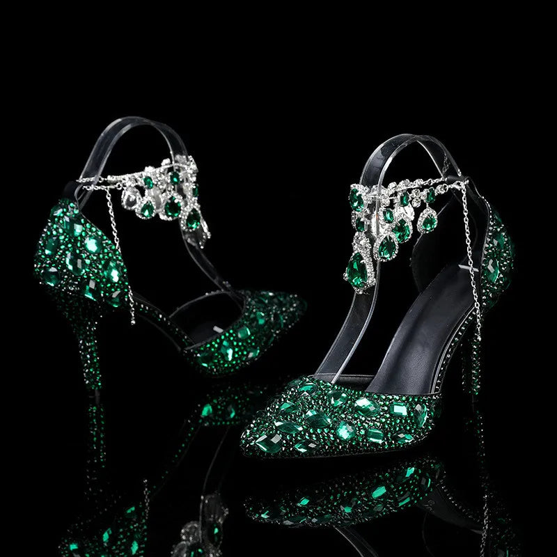 Bling Luxury Handmade Full Rhinestones Women’s Pumps | Diamond Crystal Pendant Banquet High Heels | Fashion Party, Prom & Wedding Shoes | HollandLuxeGlobal.com Exclusive Collector’s Item