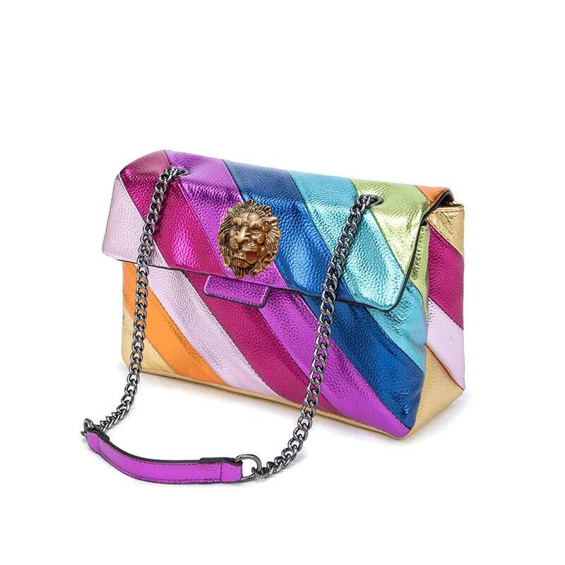 High-End Diamond Women’s Slippers, Fish-Mouthed Back Hollow Lion Cool Slippers, Rhinestone Slippers Chain Bag Set | HollandLuxeGlobal.com Exclusive Collector’s Item