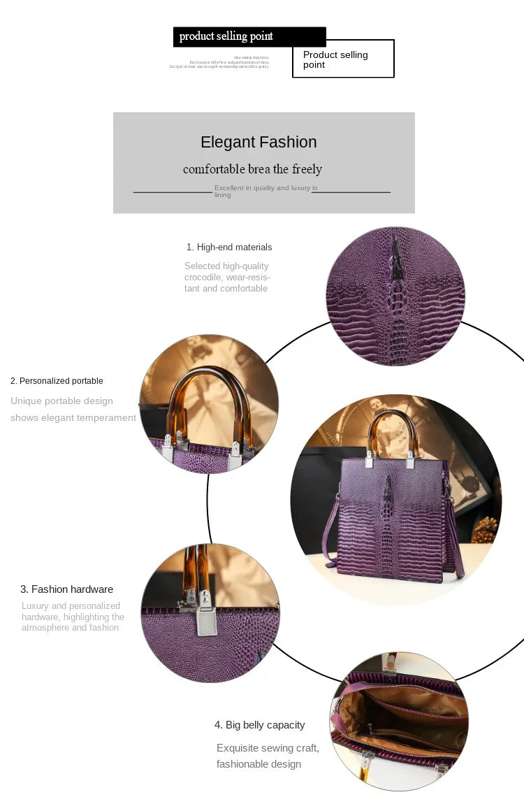 Elevate your everyday elegance with this Genuine Leather Women’s Tote Bag, featuring a luxury crocodile pattern and trend-setting vertical design. Perfect as a fashionable shoulder or messenger bag for stylish women