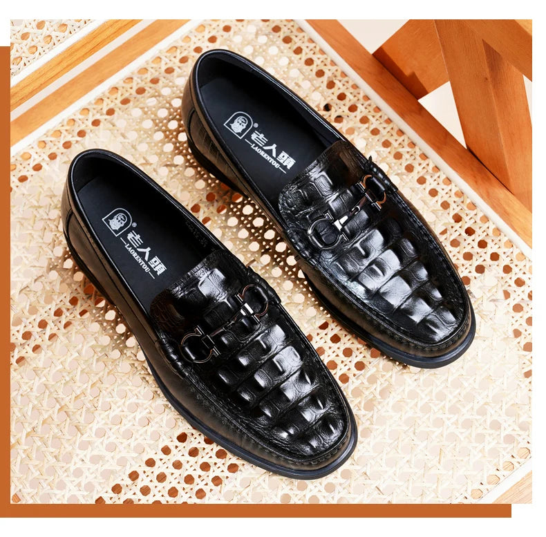 Option 2 – Premium Boutique Feel (for your Exclusive Collection)
LAORENTOU Handmade Crocodile Pattern Leather Loafers for Men – Breathable Business & Casual Slip-On Comfort | HollandLuxeGlobal.com Exclusive