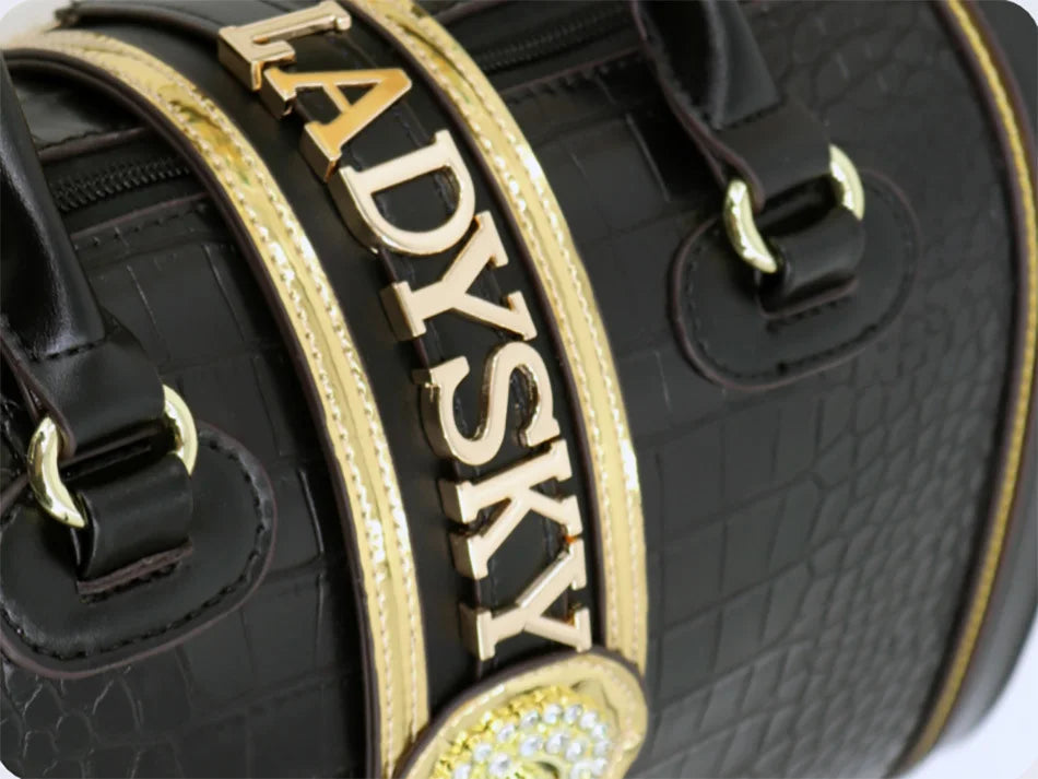 Crocodile Embossed Boston Handbag – High Quality Leather Shoulder & Crossbody Bag with Letter Decoration and Top Handle | HollandLuxeGlobal.com Exclusive Collector’s Item