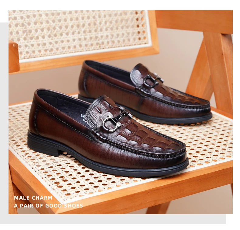 Option 2 – Premium Boutique Feel (for your Exclusive Collection)
LAORENTOU Handmade Crocodile Pattern Leather Loafers for Men – Breathable Business & Casual Slip-On Comfort | HollandLuxeGlobal.com Exclusive