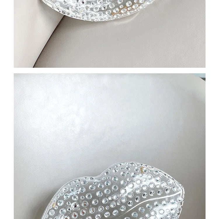 Lip Shape Rhinestones Clutch Bag Clear Acrylic Kiss Purse Luxury Diamond Women Wedding Evening Party Chain Crossbody Handbag | HollandLuxeGlobal.com Exclusive Collector’s Item